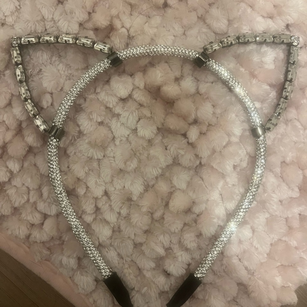 2 for $25 Silver Rhinestone Cat Ear Headband